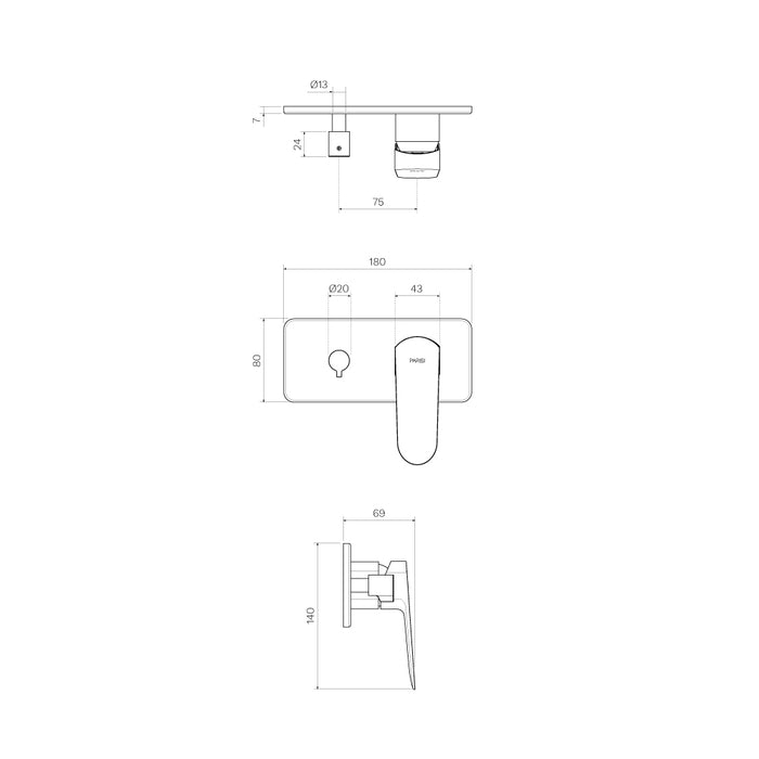 Parisi Loom Wall Mixer with 2-Way Diverter - Fucile