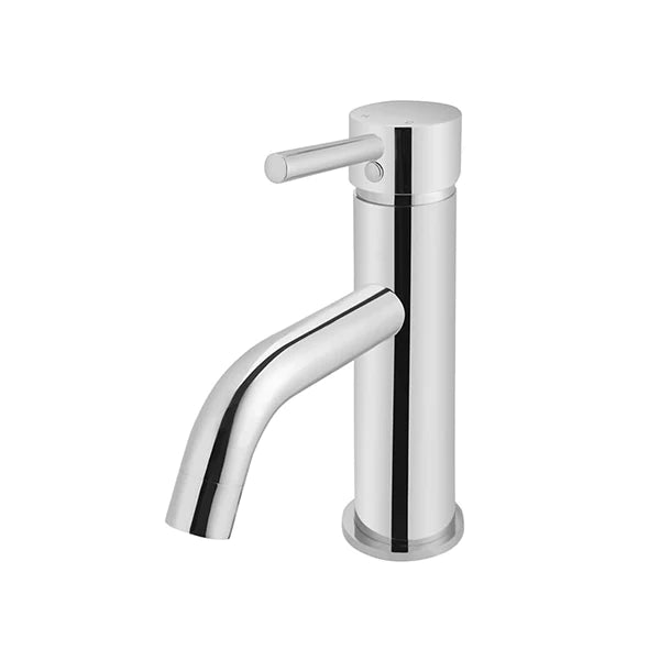 Meir Round Chrome Basin Mixer with Curved Spout