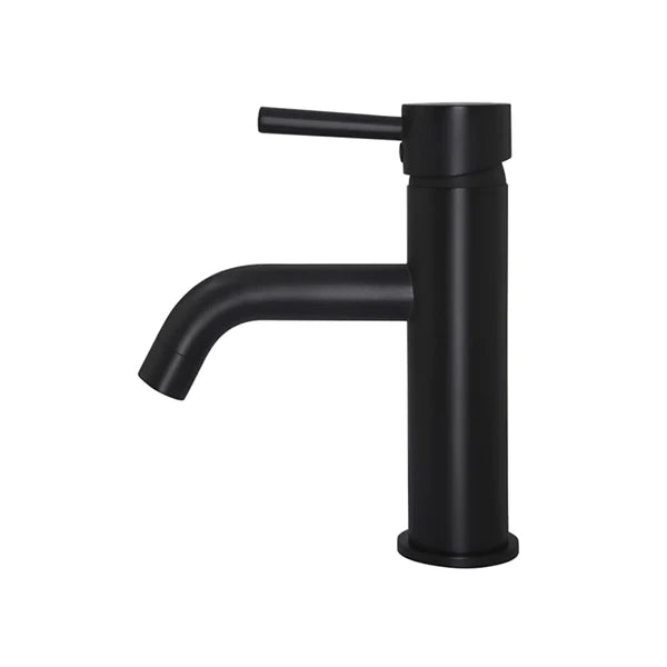 Meir Round Matte Black Basin Mixer with Curved Spout