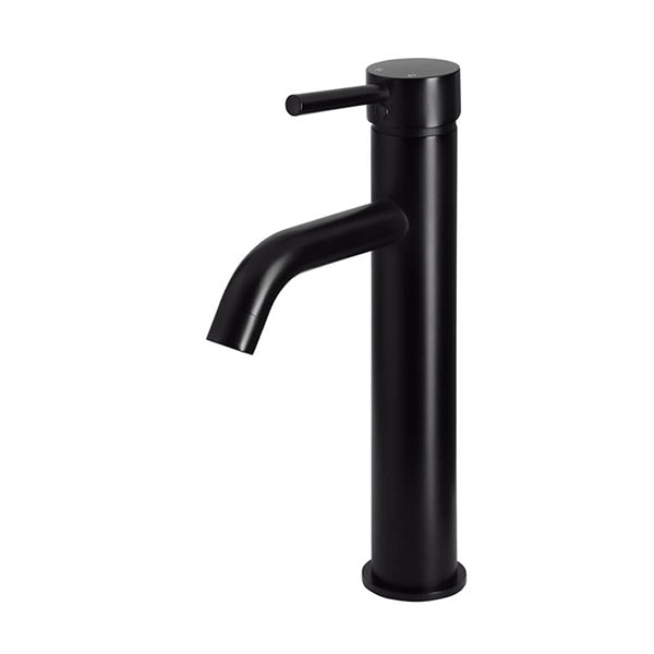 Meir Round Tall Matte Black Basin Mixer with Curved Spout
