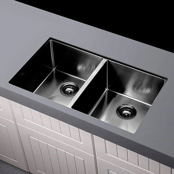 Meir Double Bowl PVD Kitchen Sink 860mm - Gunmetal Black