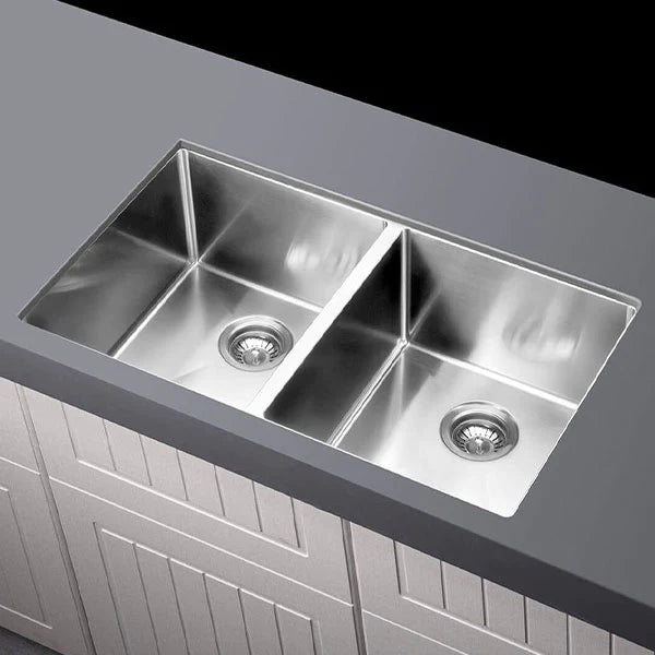 Meir Double Bowl PVD Kitchen Sink 860mm - Brushed Nickel