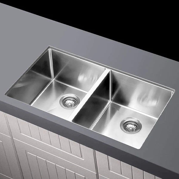 Meir Kitchen Sink Double Bowl 760mm x 440mm - Brushed Nickel