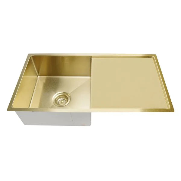 Meir Single Bowl with Drainer Kitchen Sink 840mm - Brushed Bronze Gold