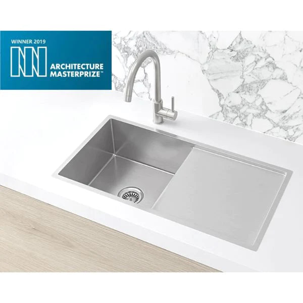 Meir Single Bowl with Drainer Kitchen Sink 840mm - Brushed Nickel