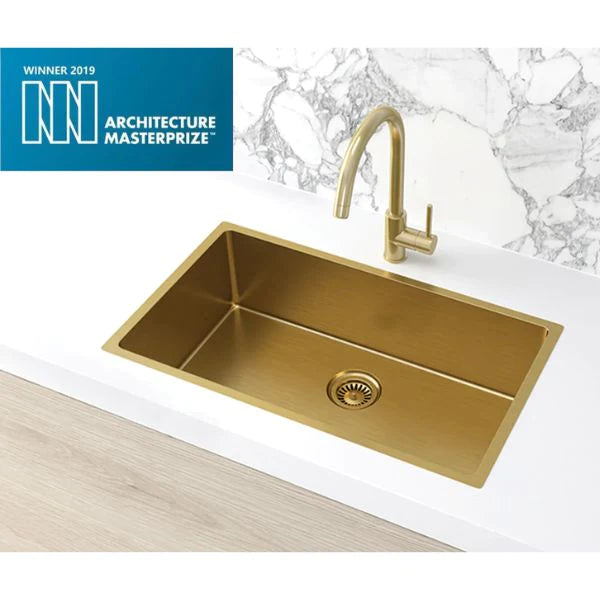 Meir Single Large Bowl Kitchen Sink 760mm - Brushed Bronze Gold