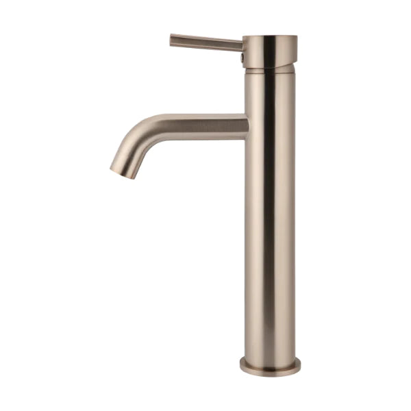 Meir Round Tall Champagne Basin Mixer with Curved Spout